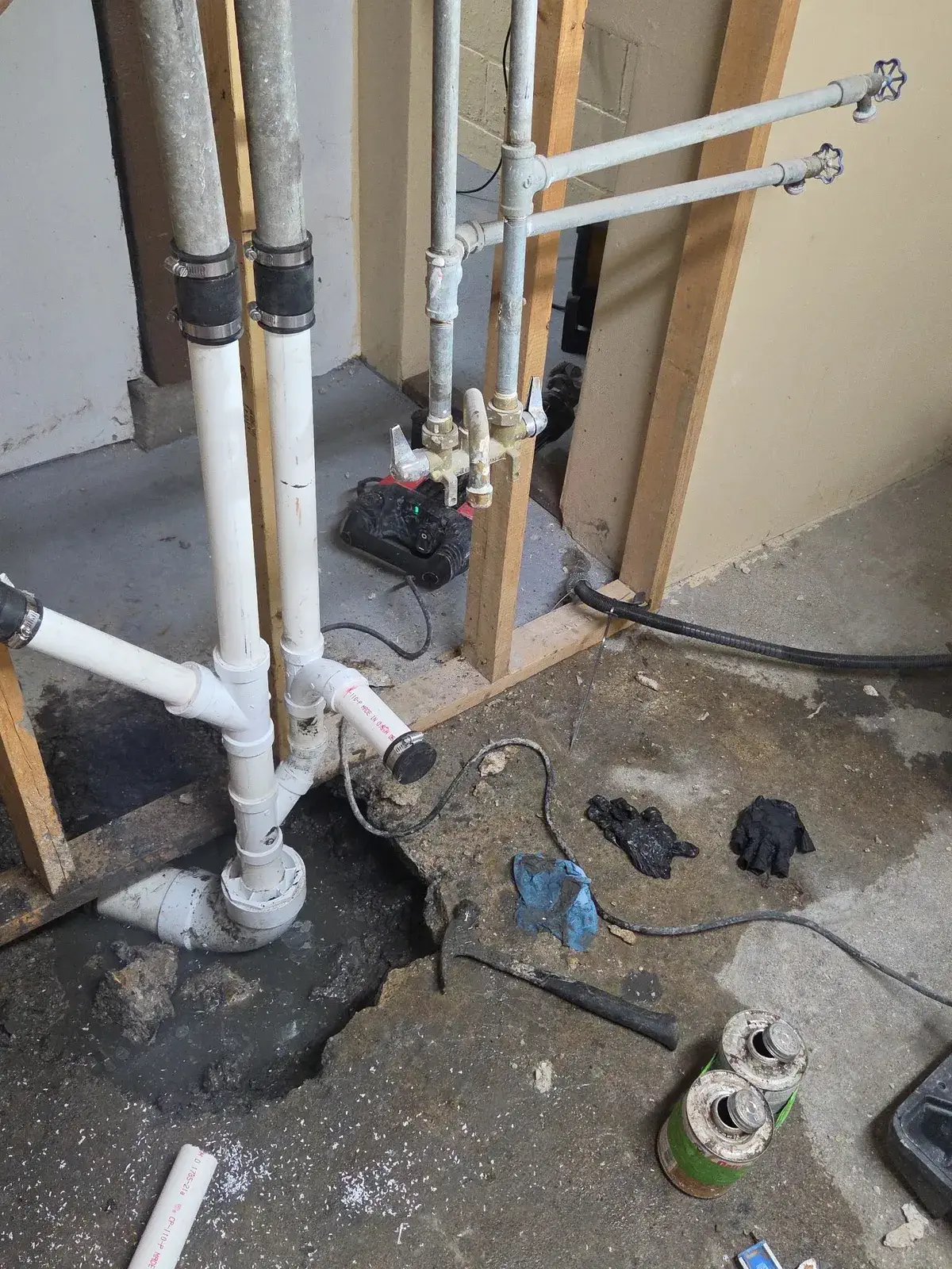 New PVC plumbing installed in a Milwaukee basement